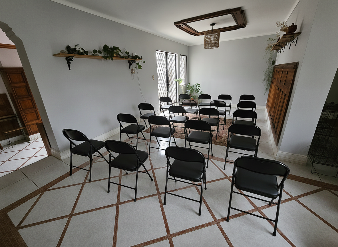 Sala despejada con mats de yoga